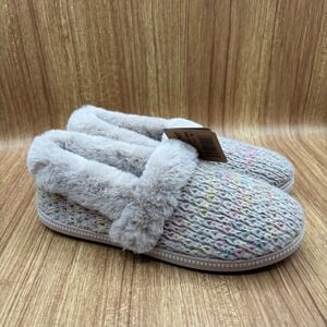 Skechers Slippers Taupe Multi Womens 7.5 Knit Faux Fur Memory Foam 169007/TPMT